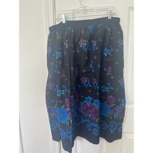 BOX OFFICE Long Floral Skirt,  Size Small, Garterized